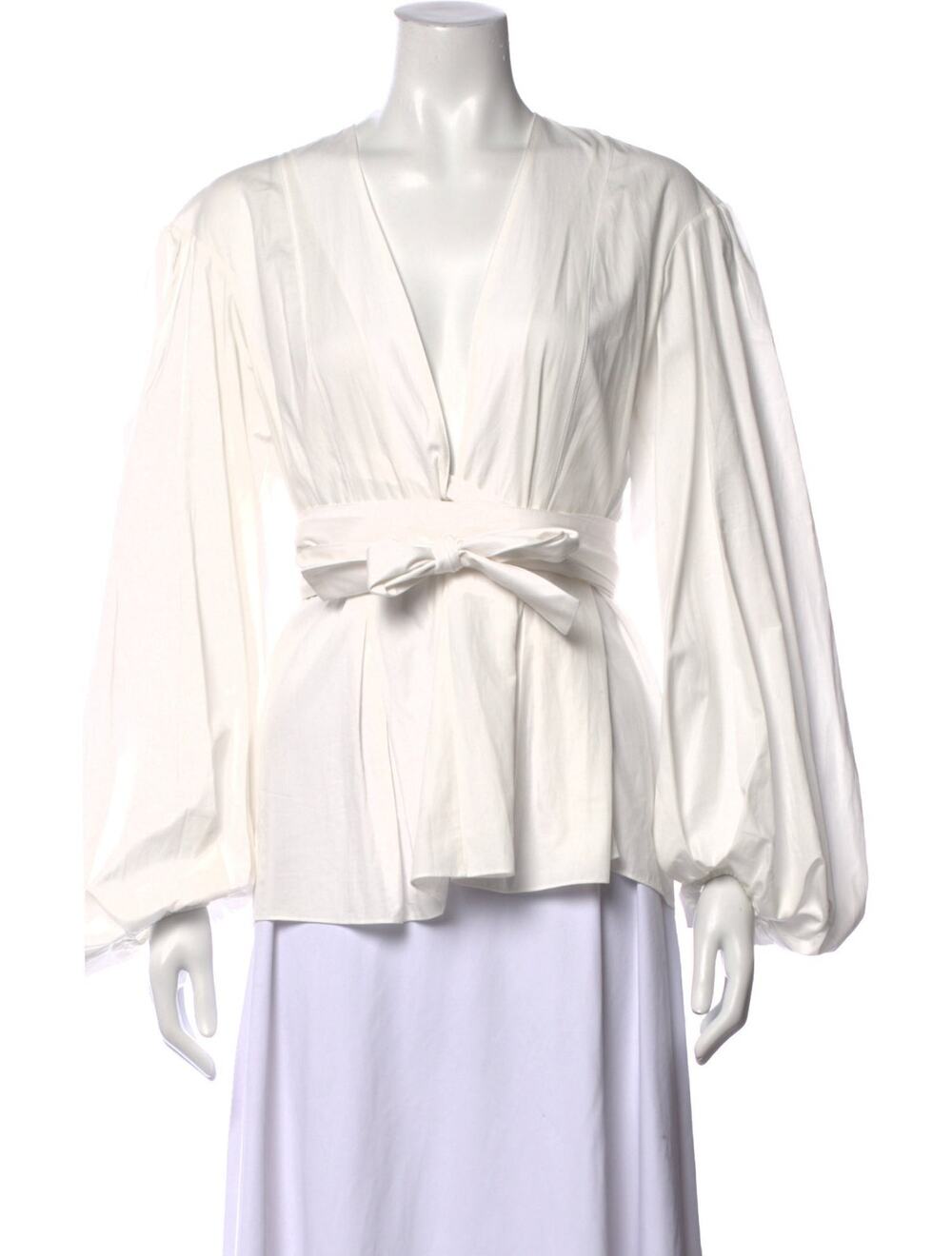 Trr Customer Service V-Neck Long Sleeve Blouse in White - One Size